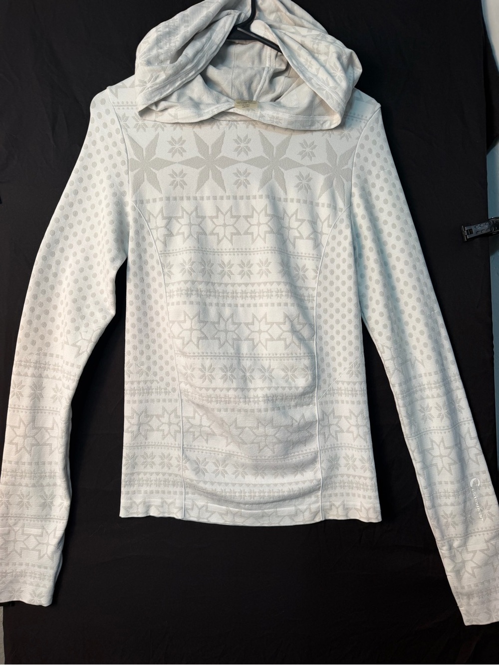 climawear Gray Fair Isle Hooded Long Sleeve Tee